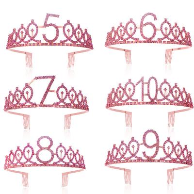 China Cute and Sweet Children's Birthday Gift Crown Party Hair Card Headdress Decorated Pink Diamond H4 Birthday H4 No Dropshipping First for sale