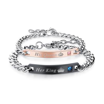 China B230 Three-Dimensional Rose Bracelet Men Women Engraved Personal Gold Dropshipping Punk Titanium Steel Couples Bracelet for sale