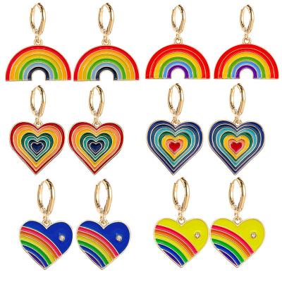 China Simple Cheerful New Fashion Rainbow Heart Dangle Earrings For Valentine's Day Earrings A93 for sale