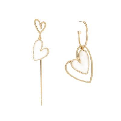 China Dropshipping S925 Cute Silver Needle Asymmetrical Love Tassel Earrings Shape Long Heart-shaped Stud Earrings For Women A96 for sale