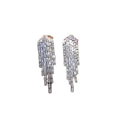 China Unique All-matching Retro Cold Wind Long Zircon Tassel Earrings Personality Stud A88 Light Luxury High Sense FASHIONABLE Temperament for sale