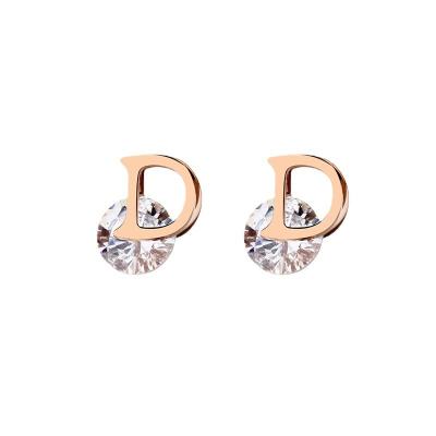 China 2023 Dropshipping cute temperament d-shaped earrings new fashion French faux stone earrings for women simple earrings A83 for sale