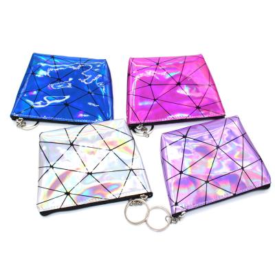 China Wholesale High Quality Mini Coin Purse Cute Girls PU Laser Solid Geometry Zipper Coin Purse for sale