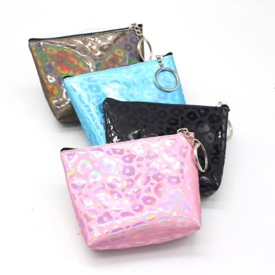 China Wholesale High Quality Mini Coin Purse Cute Girls Pu Leopard Laser Zipper Coin Purse for sale