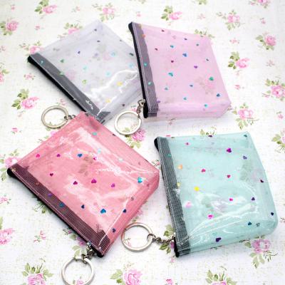 China Wholesale High Quality Girls Transparent Mini Coin Purse Cute Transparent PVC Mesh Fish Scale Laser Zipper Coin Purse for sale