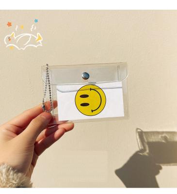 China Fashion Chain Bag Insist PVC Snap Storage Bag Simple Hanging Transparent Mini Portable Coin Purse Card Holder for sale