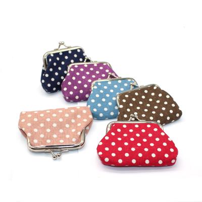 China Small Dot Coin Purse Student Children's Canvas Style College Purse Ladies Durable Cute Fabric Coin Purse for sale