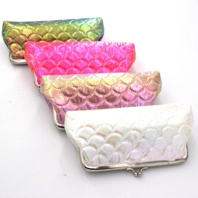 China 2021 Fashion Rhombic Ladies Laser New Mini Cosmetic Bag Cute Coin Clutch Mid Length Purse for sale