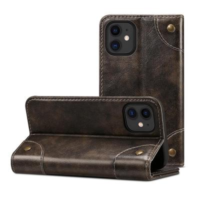 China Leather Phone Cases Holder Anti-fall Phone Accessories Cases Magnetic Flip Cover For iPhone 12mini/12 for sale