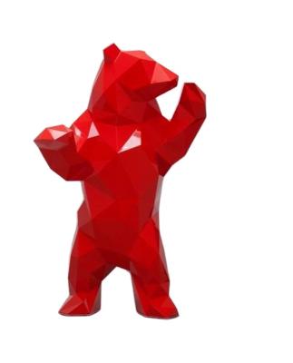 China Europe Resin Material Life Size Red Bear Giant Mall Display Decor Statue for sale