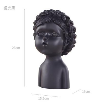 China Europe New Design Resin Open Baby Bust Statue Black White Children For Window Display for sale