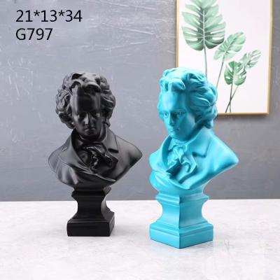 China Europe Custom Design Resin Crafts Fine Art Classic Art Decor Bust Figurine Master Figure for sale