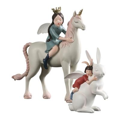 China Europe Resin Open Fairy Unicorn Sculpture Figurine for Art Decor Birthday Gift Home for sale