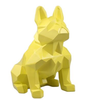 China Europe Hot Sale Resin French Bulldog Figurines Geometric Resin Bulldog Sculpture for sale