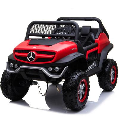 China LED Headlights And Music 4X4 Battery New Off Road Big Size 2 Seater Benz Unimog Licensed 24V 4WD Ride On Car Kids Ride On Toys for sale