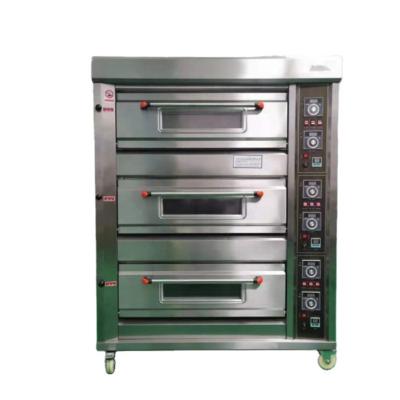 China 0.1kw Electric Deck Oven For Bread 3 Deck 12 Trays Gas Bakery Oven with Timer Control for sale