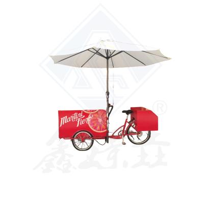 China Long Service Life Milk Tea Juice Beverage Bicycle Cart for Snack Food Mobile Food Cart for sale