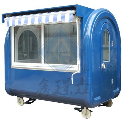 China Outdoor Street Food Cart 500CM with Canopy Mobile Round Model Double Axles Food Truck for sale