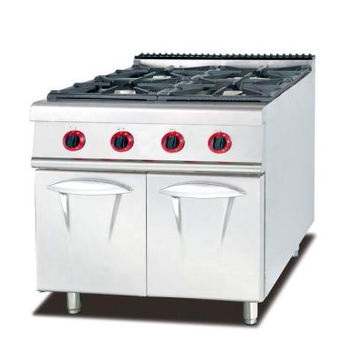 China Freestanding Commercial Food Preparation Stove with 4 Burner and Storage Cabinet for sale