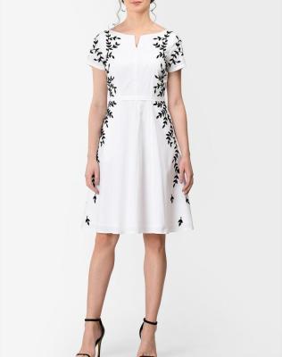 China 2022 New Anti-wrinkle Ladies Poplin Dress OEM Embroidered Dress Midi Formal Dress for sale