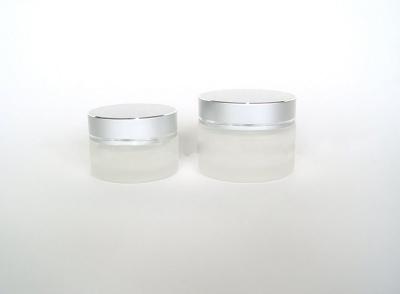 China Custom White Empty Glass Cream Jars And Bottle 20G 50G With WT Cap for sale