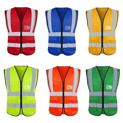 China Water Proof High Visibility Safety Yellow Reflective Vest With Pockets Working Reflective Vest for sale