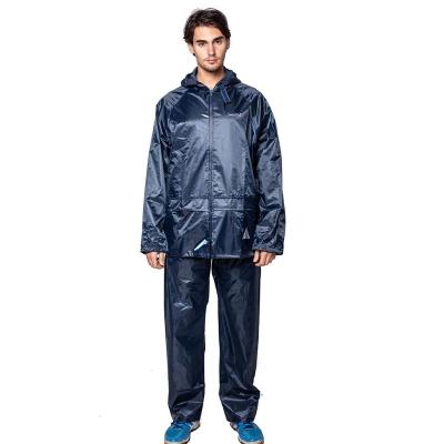 China Outdoor Men's Eco-Friendly OEM Navy Rainwear Waterproof Raincoat Roll-Up Hooded Raincoat for sale