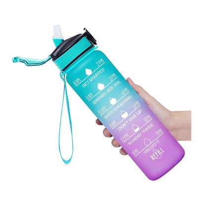 China Creative Outdoor Plastic Wide Mouth Sports Water Bottle Gift Viable Camping Plastic Water Bottle With Time Marker for sale