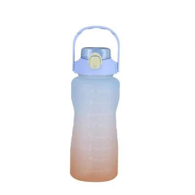 China Large Capacity Gradient Viable Portable Sports Frosted Cover Elastic Straw Water Cup Handle Plastic Kettle Water Bottle for sale