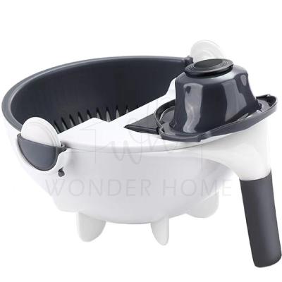 China New Viable Manufacturing Kitchen Tools 9 in 1 Multifunctional Magic Rotate Chopper Cutter Fruits Drain Basket Blade Vegetable Cutter for sale