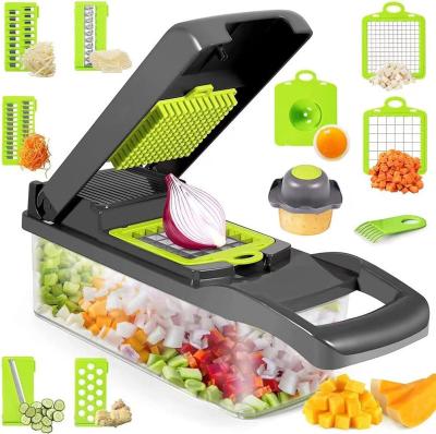 China Viable 12 in 1 Manual Vegetable Onion Cutter Food Cleaver Vegetable Cutter Veggie Kitchen Tool Slicer Slicer for sale