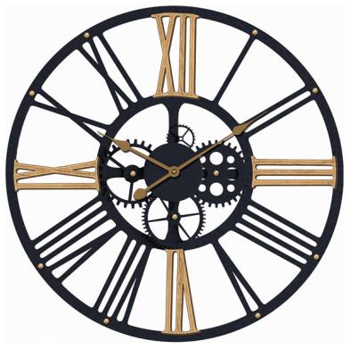 China 2021 Style Rui Sheng Ancient Time Use Wholesale High Quality 70cm Round Metal Gear Decoration Wall Clock For Living Room for sale