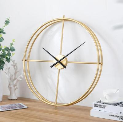 China 2021 Modern Circled Gold and Matt Black Industrial Decorative Nordic Living Room RS Style Metal Abstract Antique Black Wall Clock For for sale