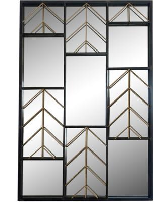 China Vintage RS 2021 Morden High Quality Luxury Rectangle Metal Framed Gold And Matt Black Decorative Wall Mirror For Living Room for sale