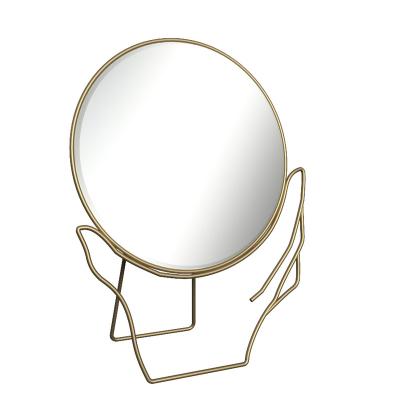 China Hot Sale Rui Sheng 2021 Spike Mordern Gold Stand Table Dressing Mirror For Living Room for sale