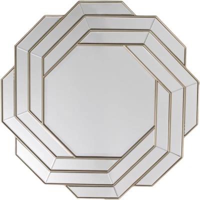 China RS Traditional Morden 2021 80cm Luxury Geometry Gold Metal Framed Decorative Wall Mounted Bedroom Make Up Mirror for sale