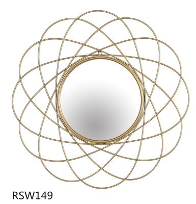 China 2021 RS Morden Industrial Luxury Gold Round Metal Framed 81.5cm Wall Mounted Bedroom Decorative Make Up Mirror for sale