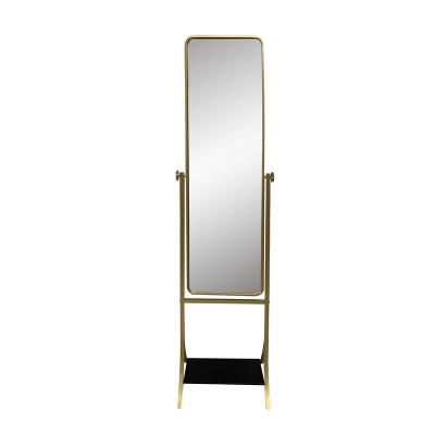 China Rui Sheng 2021 Wholesales Mordern Gold Shabby Chic Metal Framed Full Stand Dressing Mirror for Home and Hotal for sale