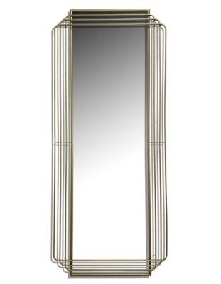 China 2021 Rui Sheng New Arrival Golden Rectangle Shabby Chic Luxury Hotel Bedroom& Integral Stainless Decorative Wall Mirror for sale