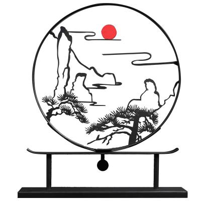 China Creative Zen Crafts Porch Living Room Bedroom Iron Desktop Ornaments Simple Chinese Style Europe Screen Decoration Landscape New for sale