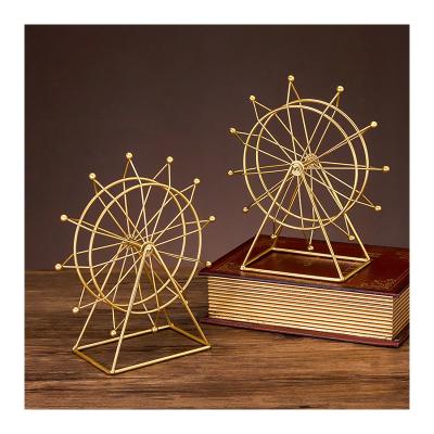 China China Nordic Light Luxury Home Decor Simple Line Rotating Ferris Wheel Iron Art Decoration Ornament Desktop Home Trinkets for sale