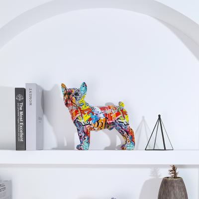 China Creative European Style Funny Dog Sculptures Resin French Bulldog Europe Design Animal Statues For Home Decoration for sale