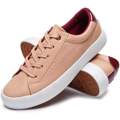 China Wholesale Fashion Trend Solid Color Classic Breathable Custom PU Leather White Rubber Ladies Flat Shoes For Women New Styles for sale