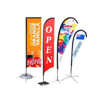 China Easy Fixed Custom Logo Outdoor Banner Stand Flag Beach Banner Logo Advertising Outdoor Beach Flag for sale