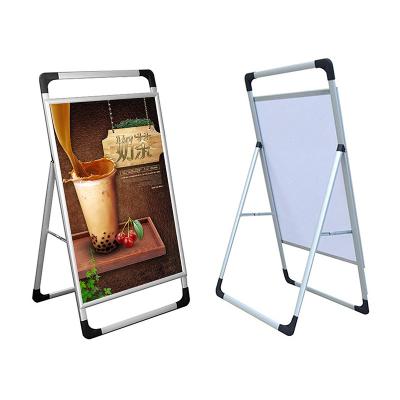 China Floor Type A Portable Advertising Frame Advertising Poster Stand Outdoor Advertising Display Cafe Aluminum Alloy Floor Stand for sale