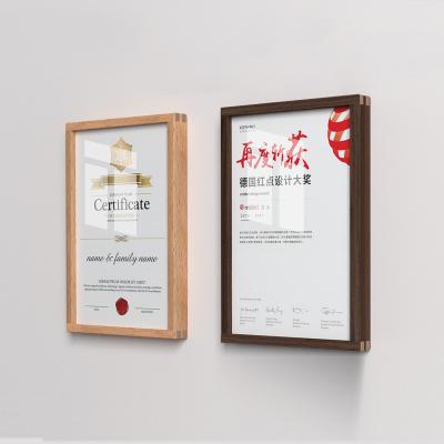 China A4A3 Solid Wood Photo Poster Picture Certificate / Medal / High Grade Acrylic Certificate Frame Poster And Wall Hanging for sale