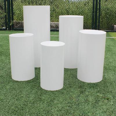 China Custom White Round Coffee and Metal Wedding Pedestals Wedding Party Display Stand Decorations / Acrylic Cylinder for sale