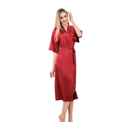 China Euramerican long nightgown breathable pure color slim morning robe add sexy long bathrobe cardigan large size nightgown for sale