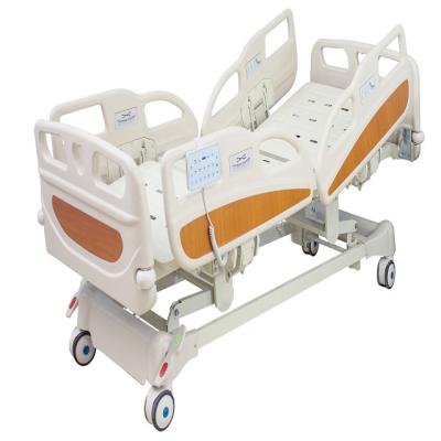 China Foldable Metal Hospital Bed Adjustable Frame PP Side Rail Patient Icu Hospital Bed for sale