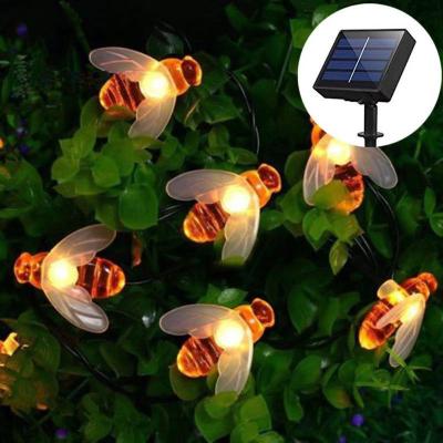 China 23ft Garden Decorative Waterproof Garden Light Warm White 30PCS 30PCS Led String Light Solar Bee Decoration for sale